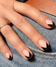 Nail Tip Designs, Basic Nails, Black Nail, Nail Bar, Nail Art Ideas