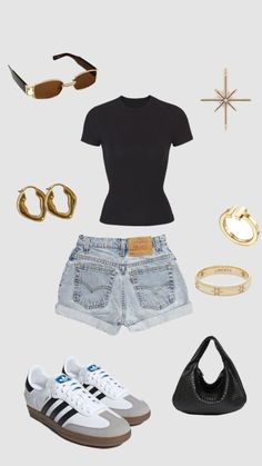 Clothing Inspo Aesthetic Summer, Tampa Style Fashion, Outfit Inspo With Sambas, Summer Outfits 2024 Casual, New Money Aesthetic Outfit, Outfit Ideas With Sambas, Back To School 2024 Outfits, Fits With Sambas, Summer Outfits Inspo 2024