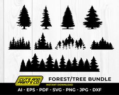 the forest trees svt bundle is shown in black and white