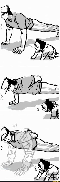 three different poses of the same person doing push ups