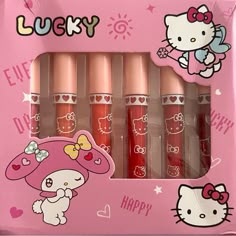 Hello Kitty Lipgloss Set, Brand New Sanrio Makeup, Pink Motorcycle, Kitty Makeup, Hello Kitty Makeup, Lip Gloss Collection, Girl In Water, Cute Small Animals, Hello Kitty Accessories, Birthday Wishes For Myself