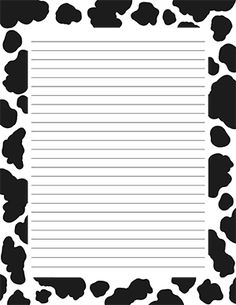 a black and white cow print lined paper