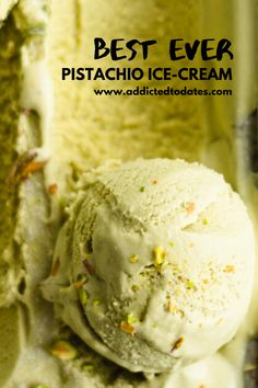 the best ever pistachio ice - cream is made with only three ingredients and no ice cream maker needed