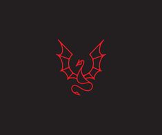 a red dragon logo on a black background