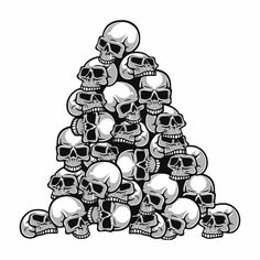 a pile of skulls sitting on top of each other in front of a white background