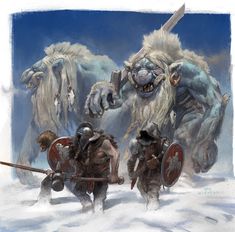 Frost Trolls - Trudvang Riotminds - by Alvaro Tapia, colors by Thomas Wievegg Fantasy Races, Dnd Art, Dessin Adorable, Fantasy Rpg