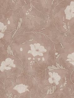 an old wallpaper with flowers and leaves on it