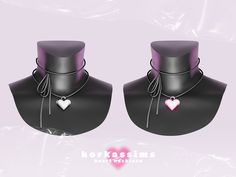 two black mannequins with heart shaped pendants on their neck and one wearing a hat