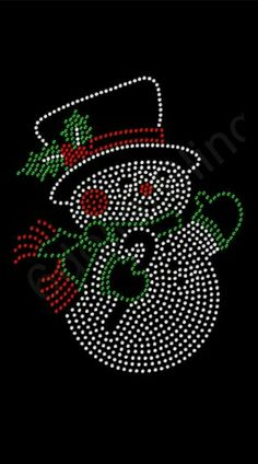 christmas snowman with holly hat and red nose on black background