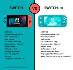 the nintendo switch lite is shown in two different colors, and has an additional battery