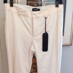 Super Cute Nwt Ivory Boot It Pants With Satin Trim At Waist. Two Slit Back Pockets With Satin Trim. Belted Waist. Hook Tab Closure With Zipper. Waist 30" Inseam 34" 95% Polyester 5% Spandex Ivory Pants, Boot Cut, Pant Jumpsuit, Size 2, Pants For Women, Super Cute, Spandex, Satin, Trim