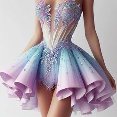 Today My Birthday, Purple Blue Dress, My Birthday Wish, Blue Short Dress, Girls Attire, Pretty Quinceanera Dresses, Blue Dress Short, 파티 드레스, Glamour Dress