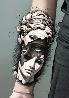 #diy, #crafts, #handmade, #creative Greek God Tattoo Design, Sci Fi Tattoos, Black Woman Tattoo, Greek Tattoo Design, Tattoo For Man, Greek Ornament, Statue Woman, Greek Tattoo, Evolution Tattoo