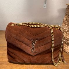 Beautiful Brown Suede Small Loulou Bag. Selling For $1700 Or Best Offer Thanks. Ysl Loulou Bag, Ysl Suede, Bags Ysl, Suede Bag, Saint Laurent Bags, Yves Saint Laurent Bags, Material Girl, Material Girls, Brown Suede