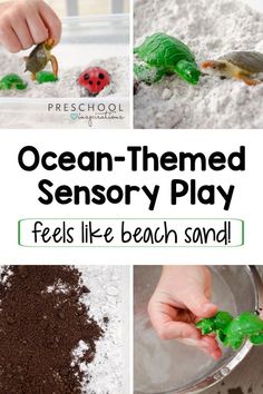 the ocean themed play is fun for kids to do with sand and sea animals, while they