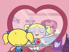 the powerpuff girls are hugging each other in front of a heart