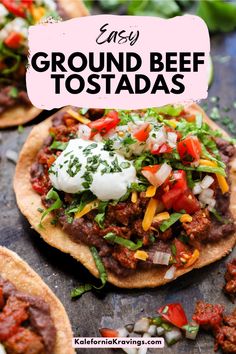 ground beef tostadas with sour cream on top