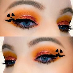 Pumpkin Eyeshadow, Mickey Makeup, Halloween Eyeliner, Pumpkin Makeup, Halloween Eyeshadow, October Makeup