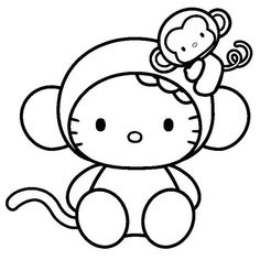 a cartoon cat with a monkey on its back