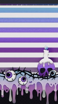 an animated wallpaper with three evil eyes and purple paint driping down the walls