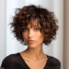 Short Curly Bobs For Fine Hair, Curly Chin Length Hair With Bangs, Layered Short Curly Hair With Bangs, Short Curly Layers Haircut, Short Curly Hairstyles For White Women, Curly Hair Square Face Haircuts, Short Hairstyle Curly Women, Short Curly Bob Hairstyles With Bangs, Naturally Curly Bob With Bangs