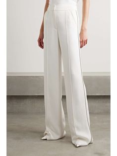 VERONICA BEARD Millicent crystal-embellished satin-crepe straight-leg pants | NET-A-PORTER