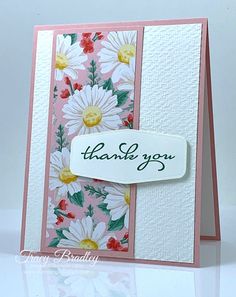 a thank you card with daisies on it