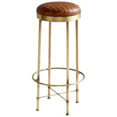 Cyan - 10076 - Stool - Aged Brass Bar Stools Farmhouse, Unique Bar Stools, Vintage Loft, Kursi Bar, Contemporary Bar Stools, Industrial Bar Stools, Backless Bar Stools, Industrial Bar, Leather Stool