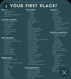 what do you need to know about your first place? info sheet for the kitchen