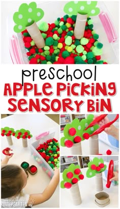 an apple picking activity for toddlers to play with