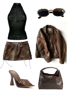 outfit inspo , outfit aesthetic , earthy , leather , sade girl aesthetic , sade aesthetic Jazz Outfits, Looks Street Style, Going Out Outfits, Fashion Killa, Look Fashion, Rodeo