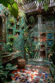 Cool Showers, Mediterranean Shower, Tropical Home, Interior Design Per La Casa, Fantasy House, Dream Room Inspiration