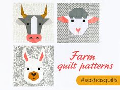 four farm quilt patterns with text overlay that reads,'farm quilt patterns '