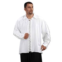 Patrickson Pirate Shirt Larp Costume, Laced Up Shirt, Off White Mens, Mens Halloween Costumes, Pirate Costume