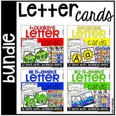 Alphabet Letter Cards & Worksheets Bundle - Preschool, Pre-K, Kindergarten Hard Words, Dramatic Play Centers, Holiday Lettering, Teacher Planning, Family Theme, Word Building, Uppercase And Lowercase Letters, Writing Center