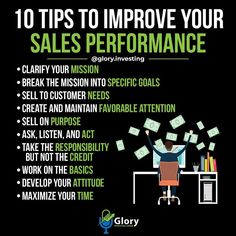 an advertisement with the words 10 tips to improve your sales performance and how to use it