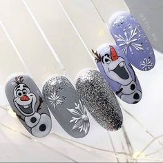 Frozen Nail Art, Frozen Nails, Disney Christmas Nails, Xmas Nail Art, Nail Drawing