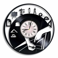 Vinyl record 12 inch wall clock Key Features: Recycled vintage vinyl records Noiseless and reliable high-quality mechanism The size is 12 inches The clock-face is a sticker 1 AA battery is required (not included) Quality packaging protecting against damage Our vinyl record wall clock will delight you and your friends with its awesome design and perfect quality. Architect shop vinyl wall clock, Architect shop Architecture, profession architect gift for any occasion Shop Architecture, Architect Gift, Shop Vinyl, Vinyl Record Wall, Record Wall, Vintage Vinyl Records, Clock Face, Bedroom Themes, Vinyl Wall