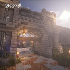 an image of a house in minecraft with lights on the front and side windows