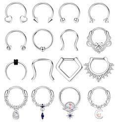 PRICES MAY VARY. 🌸𝑫𝒊𝒗𝒆𝒓𝒔𝒆 𝑺𝒕𝒚𝒍𝒆𝒔——16 Pcs🌸 One order you will receive 16 Pcs stainless steel septum nose rings in different styles, including Horseshoe Septum Rings, Dangle Septum Jewelry, Septum Clickers, 16G Nose Rings Septum, etc. 4 colors you can choose: Gold-tone, Steel, Black & Rose Gold. ——Hypoallergenic & Comfortable 💖𝑺𝒂𝒇𝒆𝒕𝒚 𝑴𝒂𝒕𝒆𝒓𝒊𝒂𝒍——Surgical Steel💖 These cute 16g septum jewelry are made of high quality 316L stainless steel and shiny 5A+ cubic zirconia, fre Small Septum, Horseshoe Septum, Septum Piercing Jewelry, Daith Piercing Jewelry, Tragus Hoop, Septum Nose Rings, Septum Rings, Helix Piercing Jewelry, Septum Nose