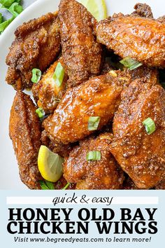 honey old bay chicken wings on a white plate