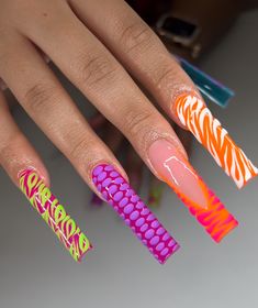 Polygel Ideas, Freestyle Nails, Super Cute Nails, Hippie Nails, Hard Nails, Long Nail Designs, Classy Acrylic Nails