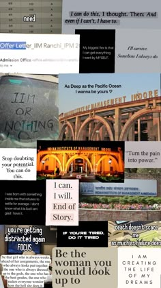 a collage of different types of text and pictures