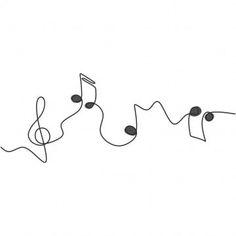 a line drawing of musical notes on a white background