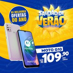 an advertisement for the moto g10 and moto g9 smartphones in spanish