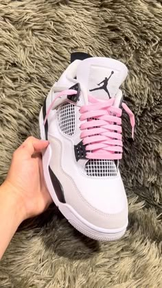 Jordans For Women, Nikes Jordan, Baddie Shoes, Lace Tutorial, Pink Jordans, Jordan 4’s, Pretty Sneakers, Trendy Shoes Sneakers, Nike Shoes Girls