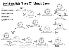 an english time 2 island game is shown in the diagram, with several clocks on each side