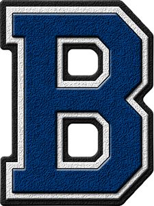 the letter b is shown in blue and white