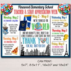 this is an image of teacher appreciation week poster