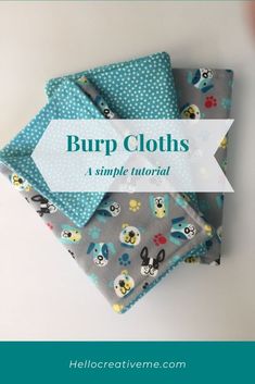 three pieces of cloth with the words burp clothes on it and an image of mickey mouse